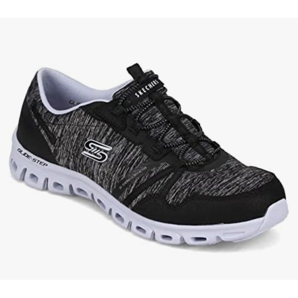 Skechers‎ GLIDE STEP-STEPPING UP Women's Sneaker Size US 7 Black White New